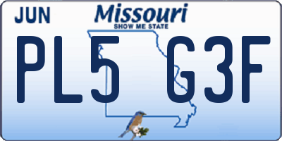 MO license plate PL5G3F