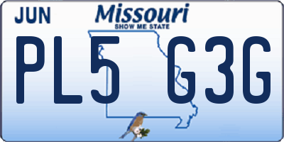 MO license plate PL5G3G