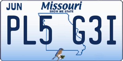 MO license plate PL5G3I