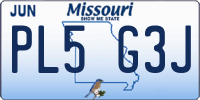 MO license plate PL5G3J