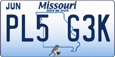 MO license plate PL5G3K