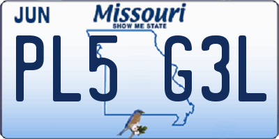MO license plate PL5G3L
