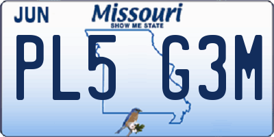 MO license plate PL5G3M