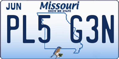 MO license plate PL5G3N