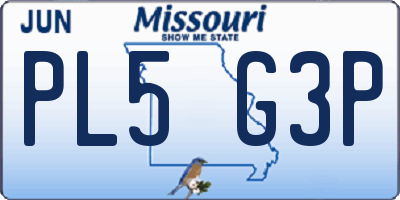 MO license plate PL5G3P