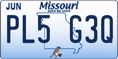 MO license plate PL5G3Q