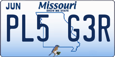 MO license plate PL5G3R