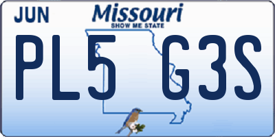 MO license plate PL5G3S