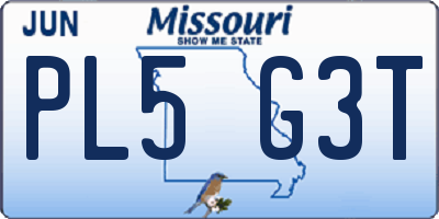 MO license plate PL5G3T