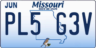 MO license plate PL5G3V