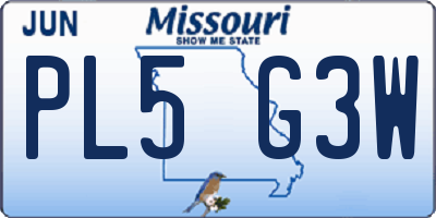 MO license plate PL5G3W