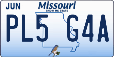 MO license plate PL5G4A