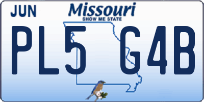 MO license plate PL5G4B