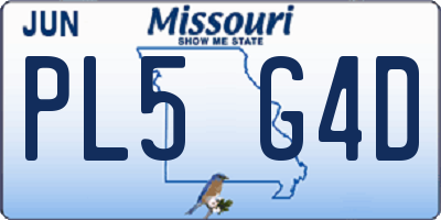 MO license plate PL5G4D