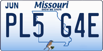 MO license plate PL5G4E
