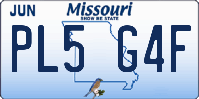 MO license plate PL5G4F