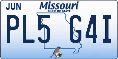 MO license plate PL5G4I