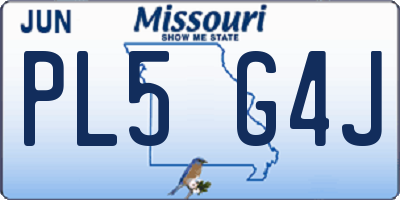 MO license plate PL5G4J
