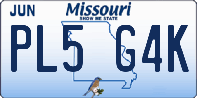 MO license plate PL5G4K