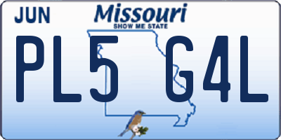 MO license plate PL5G4L