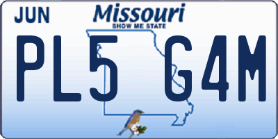 MO license plate PL5G4M