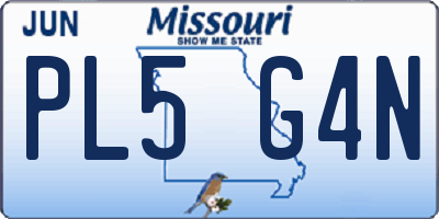 MO license plate PL5G4N