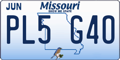 MO license plate PL5G4O