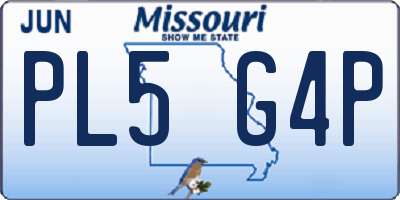 MO license plate PL5G4P