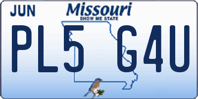 MO license plate PL5G4U