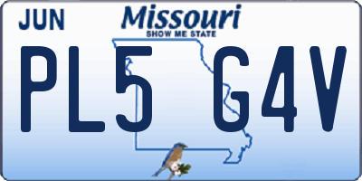 MO license plate PL5G4V
