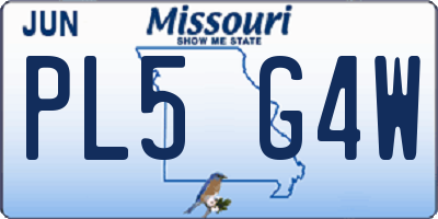 MO license plate PL5G4W