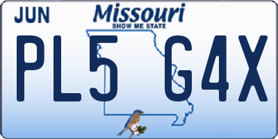 MO license plate PL5G4X