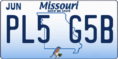 MO license plate PL5G5B