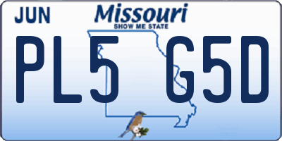 MO license plate PL5G5D