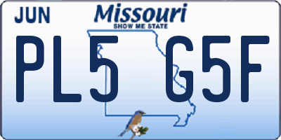 MO license plate PL5G5F