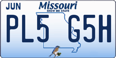 MO license plate PL5G5H