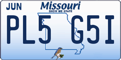 MO license plate PL5G5I