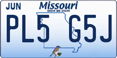 MO license plate PL5G5J
