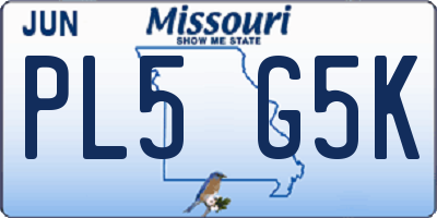 MO license plate PL5G5K