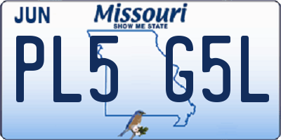 MO license plate PL5G5L