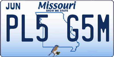 MO license plate PL5G5M