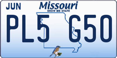 MO license plate PL5G5O