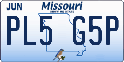 MO license plate PL5G5P