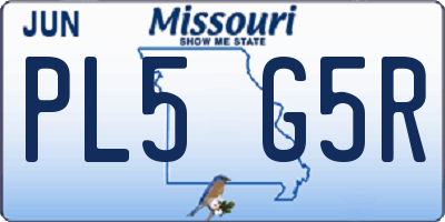 MO license plate PL5G5R
