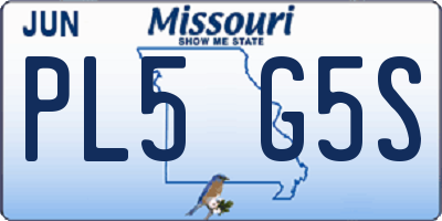 MO license plate PL5G5S