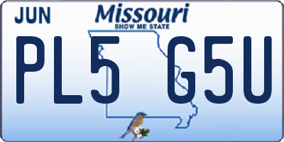 MO license plate PL5G5U