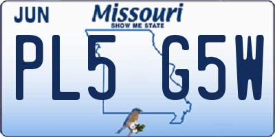 MO license plate PL5G5W