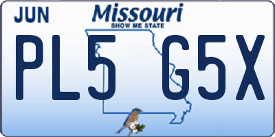 MO license plate PL5G5X