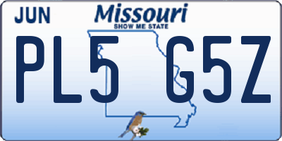 MO license plate PL5G5Z