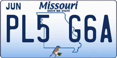 MO license plate PL5G6A
